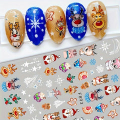 Christmas Nail Stickers Santa Snowflake Elk Nail Decals DIY Nail Salons