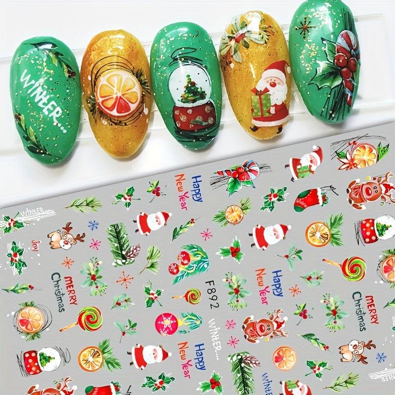 Christmas Nail Stickers Santa Snowflake Elk Nail Decals DIY Nail Salons