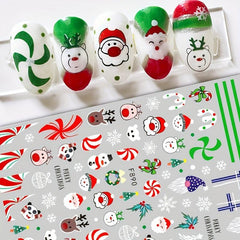 Christmas Nail Stickers Santa Snowflake Elk Nail Decals DIY Nail Salons