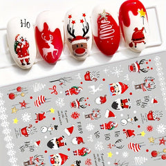 Christmas Nail Stickers Santa Snowflake Elk Nail Decals DIY Nail Salons