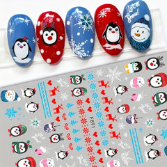 Christmas Nail Stickers Santa Snowflake Elk Nail Decals DIY Nail Salons