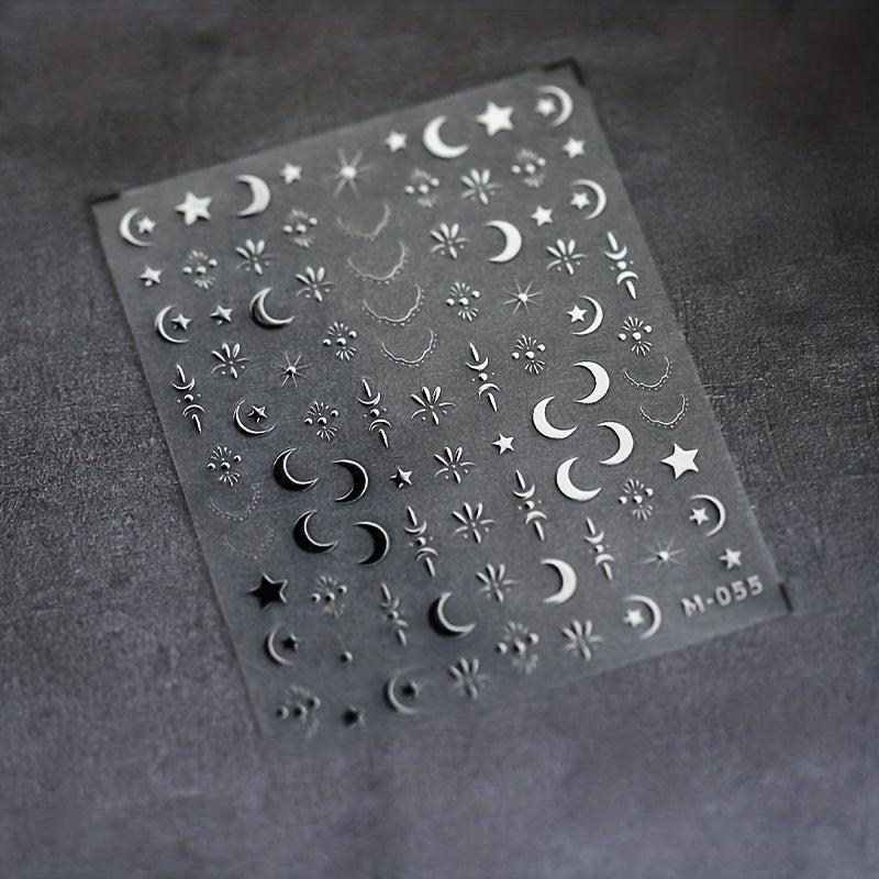 Silver Star Moon 5D Nail Stickers