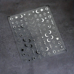 Silver Star Moon 5D Nail Stickers