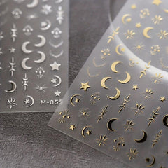 Silver Star Moon 5D Nail Stickers