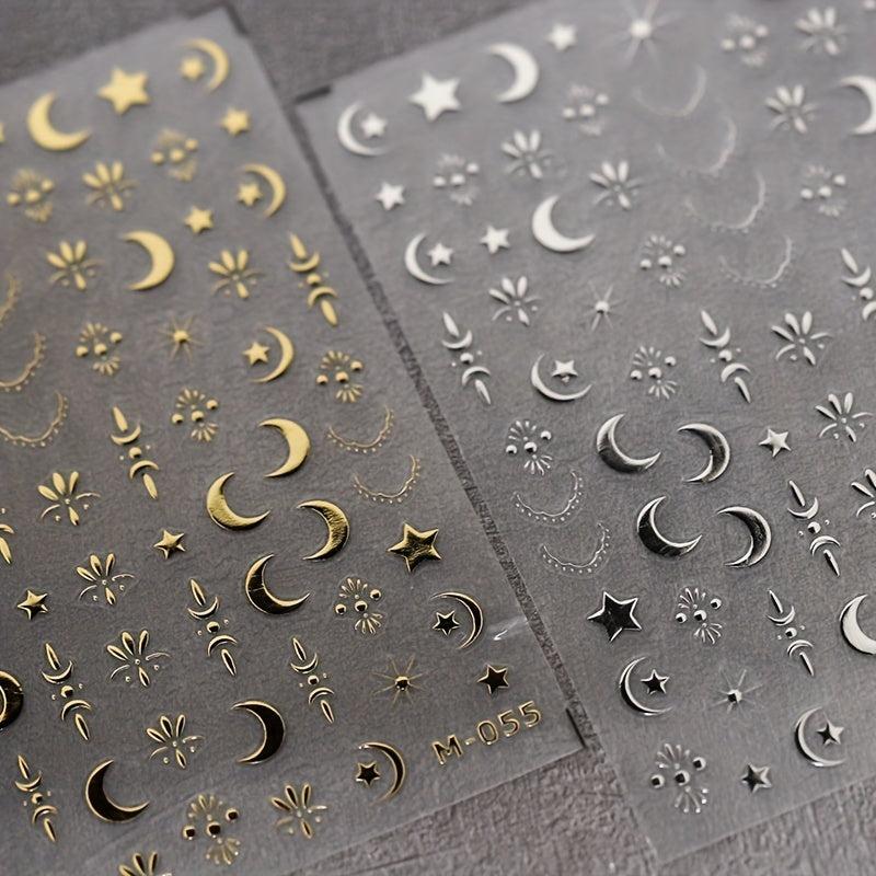 Silver Star Moon 5D Nail Stickers