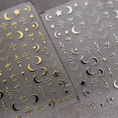 Silver Star Moon 5D Nail Stickers