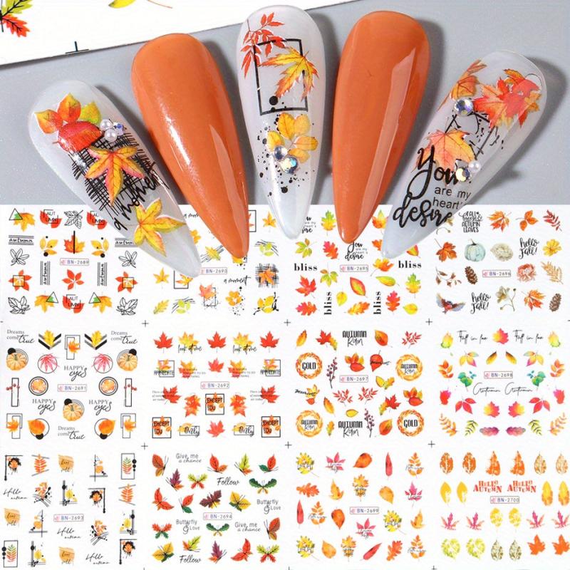 12 Fall Maple Leaf Nail Art Stickers Self Adhesive Nail Art Decals