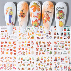 12 Fall Maple Leaf Nail Art Stickers Self Adhesive Nail Art Decals