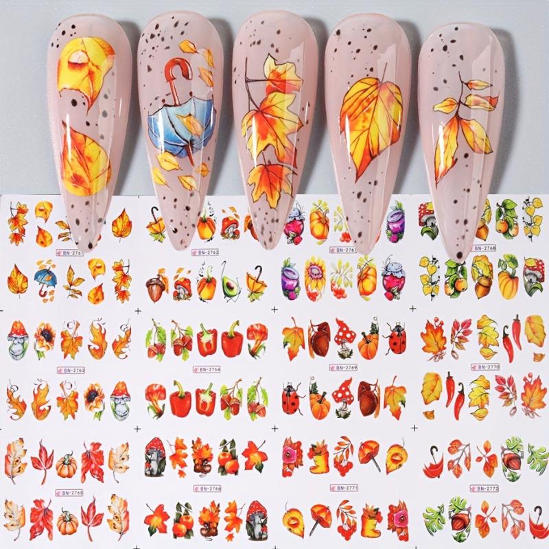 12 Fall Maple Leaf Nail Art Stickers Self Adhesive Nail Art Decals