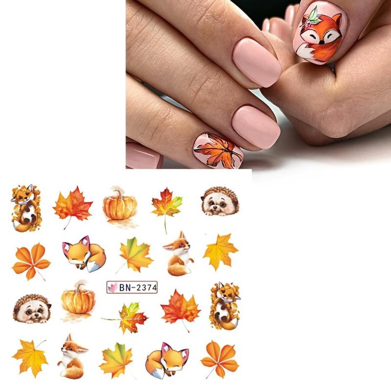 Maple Leaves Nail Stickers Water Transfer Decals
