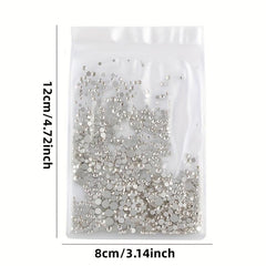 1000 Pcs Mixed Round Crystal AB Glass Nail Rhinestone Flat Back Stones