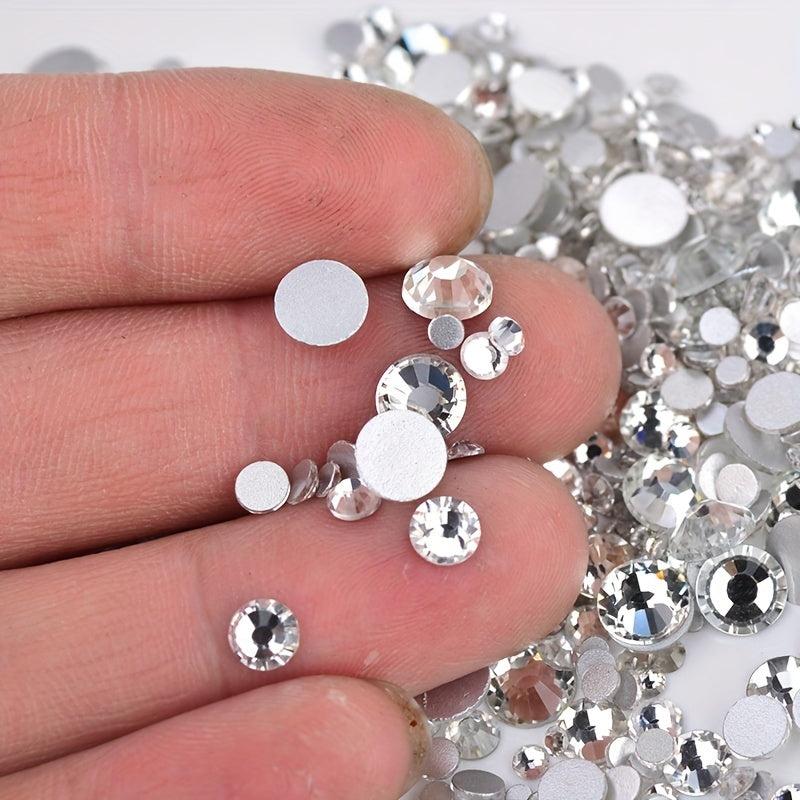 1000 Pcs Mixed Round Crystal AB Glass Nail Rhinestone Flat Back Stones