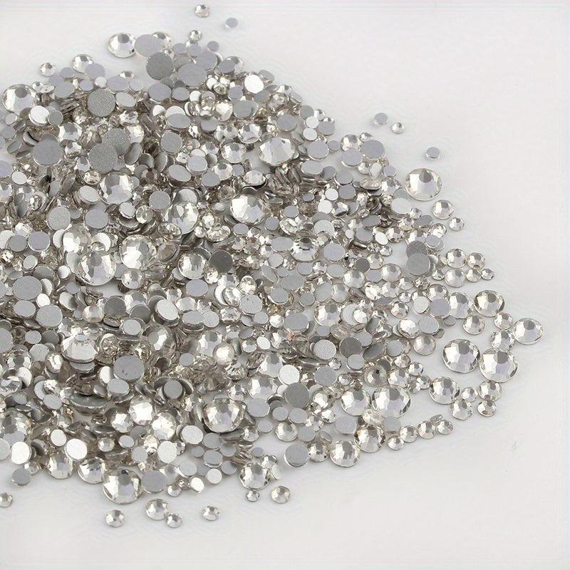 1000 Pcs Mixed Round Crystal AB Glass Nail Rhinestone Flat Back Stones