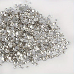 1000 Pcs Mixed Round Crystal AB Glass Nail Rhinestone Flat Back Stones