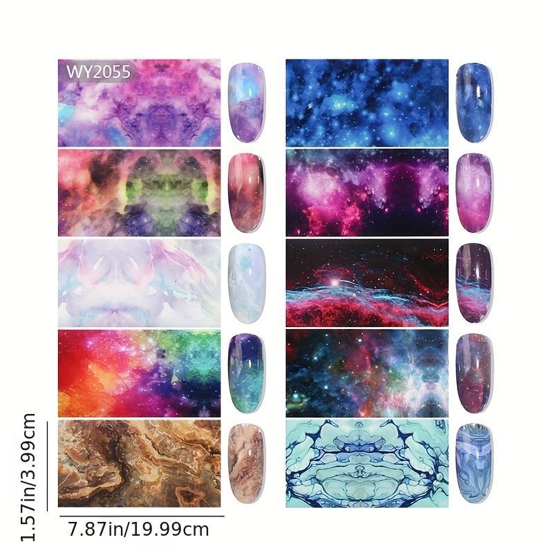 Starry Sky Nail Foil Transfer Stickers Glitter Tip Nail Art for DIY Acrylic