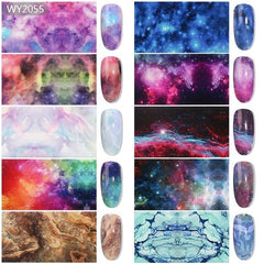Starry Sky Nail Foil Transfer Stickers Glitter Tip Nail Art for DIY Acrylic