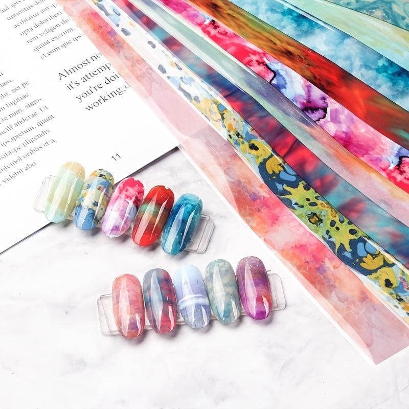 Starry Sky Nail Foil Transfer Stickers Glitter Tip Nail Art for DIY Acrylic