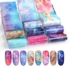 Starry Sky Nail Foil Transfer Stickers Glitter Tip Nail Art for DIY Acrylic