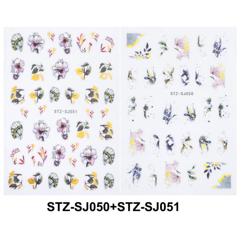 Lily Flower 3D Nail Stickers Leaves Butterflies Spring Nail Art Decoration