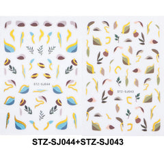 Lily Flower 3D Nail Stickers Leaves Butterflies Spring Nail Art Decoration