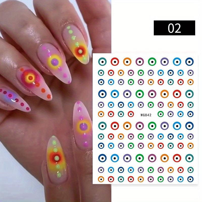 3D Evil Eye Nail Art Stickers Self Adhesive Witch Nail Decals DIY Manicure