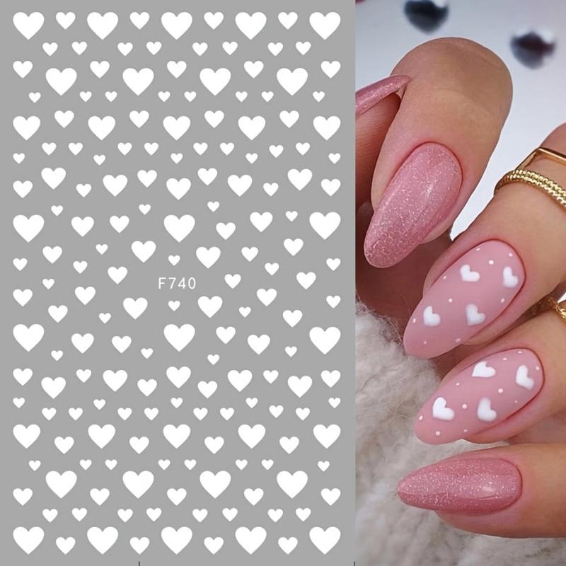 2 pcs 3D Heart Nail Art Stickers Set Adhesive Decal Polish Slider