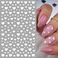2 pcs 3D Heart Nail Art Stickers Set Adhesive Decal Polish Slider