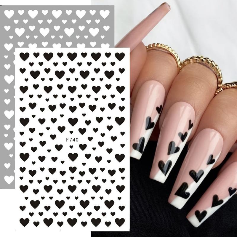 2 pcs 3D Heart Nail Art Stickers Set Adhesive Decal Polish Slider