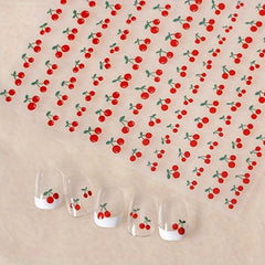 Cherry Nail Art Stickers 3D Self Adhesive Decals for Manicure