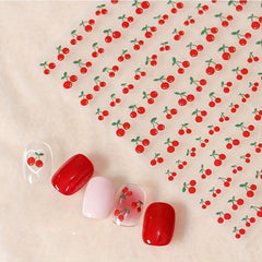 Cherry Nail Art Stickers 3D Self Adhesive Decals for Manicure