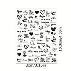 3D Holographic Laser Heart Nail Stickers Self Adhesive Decals