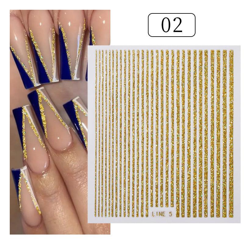 3D Glitter Lines Nail Stickers Holographic Nail Art Self Adhesive