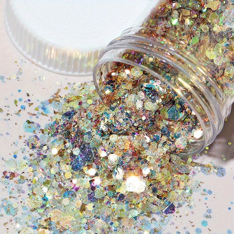 Colorful 3D Nail Art with Holographic Glitter Sequins & Fluorescent Stickers