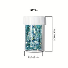 Colorful 3D Nail Art with Holographic Glitter Sequins & Fluorescent Stickers