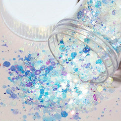 Colorful 3D Nail Art with Holographic Glitter Sequins & Fluorescent Stickers