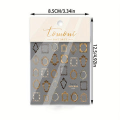 10 Pcs Bohemian Style Nail Charms Metal Frames 3D Engraved Nail Jewelry