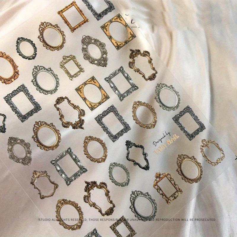 10 Pcs Bohemian Style Nail Charms Metal Frames 3D Engraved Nail Jewelry