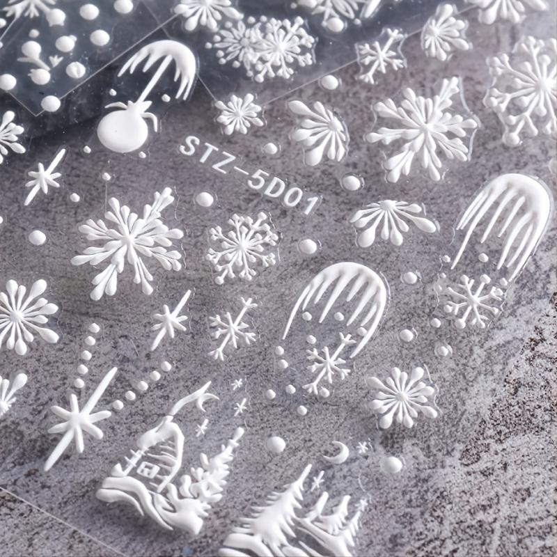 2 Sheets Snowflake Christmas Nail Art Stickers DIY Decoration Accessories