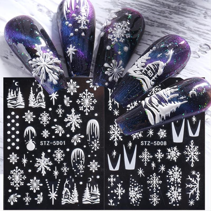 2 Sheets Snowflake Christmas Nail Art Stickers DIY Decoration Accessories