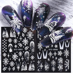 2 Sheets Snowflake Christmas Nail Art Stickers DIY Decoration Accessories