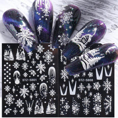 2 Sheets Snowflake Christmas Nail Art Stickers DIY Decoration Accessories
