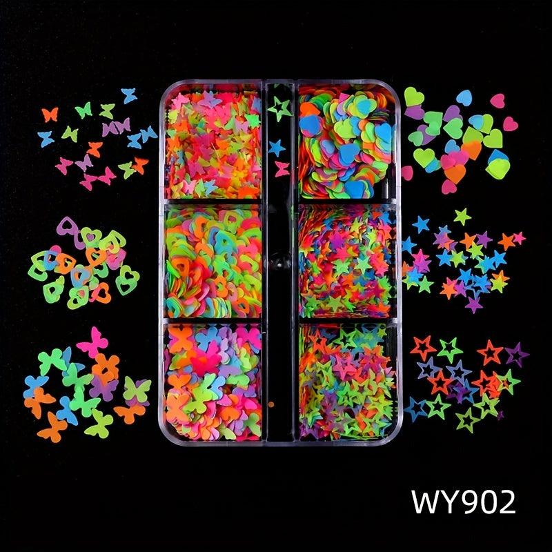 Fluorescent Nail Art Glitter Sequins Luminous Decals
