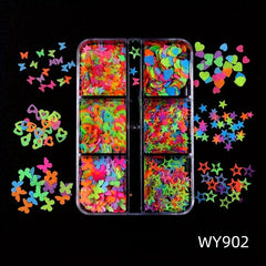 Fluorescent Nail Art Glitter Sequins Luminous Decals
