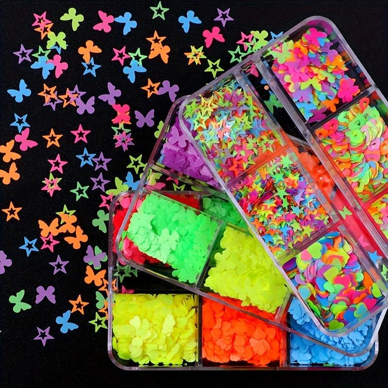 Fluorescent Nail Art Glitter Sequins Luminous Decals