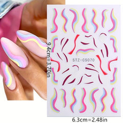 Golden Line Nail Stickers Decal Self Adhesive Nail Art Supplies