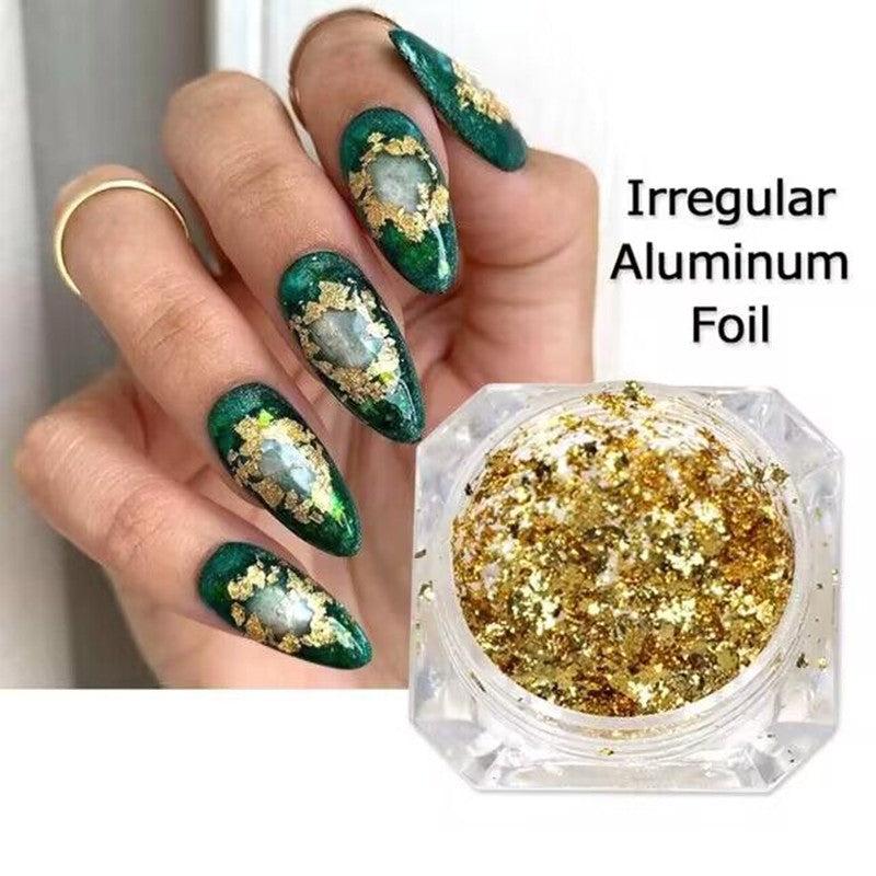Golden & Silver Foil Nail Decoration