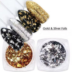 Golden & Silver Foil Nail Decoration