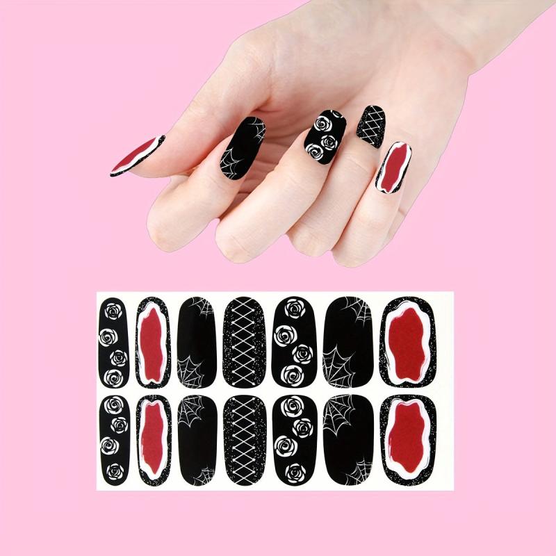 Halloween Nail Wraps Art Stickers Witch Bat Ghost Spider Pattern Self Adhesive