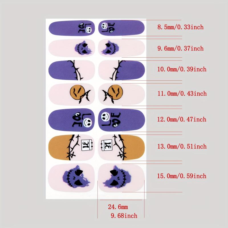 Halloween Nail Wraps Art Stickers Witch Bat Ghost Spider Pattern Self Adhesive
