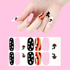 Halloween Nail Wraps Art Stickers Witch Bat Ghost Spider Pattern Self Adhesive